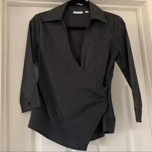 Black and Grey Striped Blouse